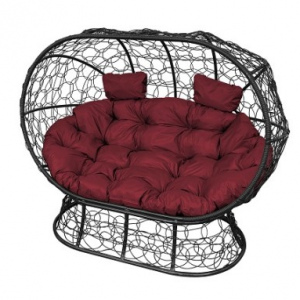 Диван с ротангом на подставке ''Лежебока'' Чёрный / Под заказ